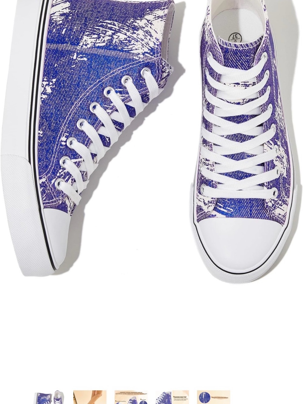 Purple High-Top Canvas Sneakers for Women - Classic Lace-Up